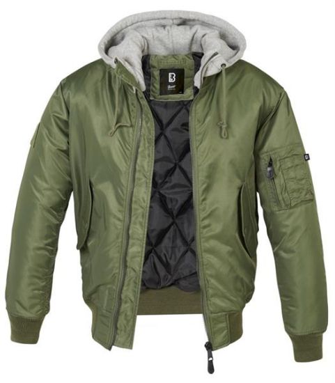 Billede af Hooded Heavy Fake Fur Bomber Jakke | Mørk Oliven.